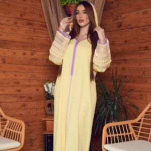 Moroccan Jellaba, Embroidered with Hood, NWOT